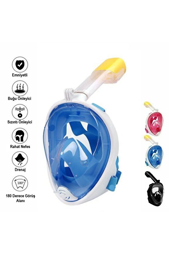 Tam Yüz Dalış Maskesi Buğu Önleyici Şnorkel Fullface Yüzücü Maskesi