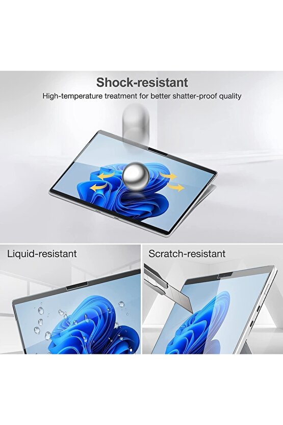 Microsoft Surface Pro 8 Uyumlu  Pro X 13 Inç Ultra Hd Darbe Emici 9h Nano Glass Ekran Koruyucu Cam