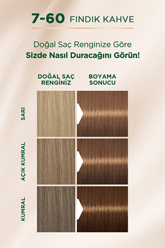 Kalıcı Doğal Renkler  7-60 Fındık Kahve Goji Berry Özü Saç Boyası