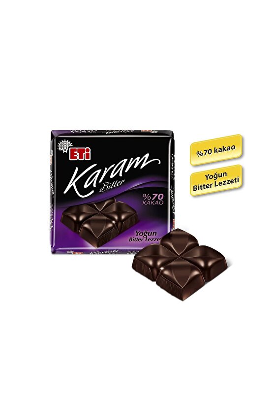Karam %70 Kakaolu Bitter Çikolata 60 g x 6 Adet