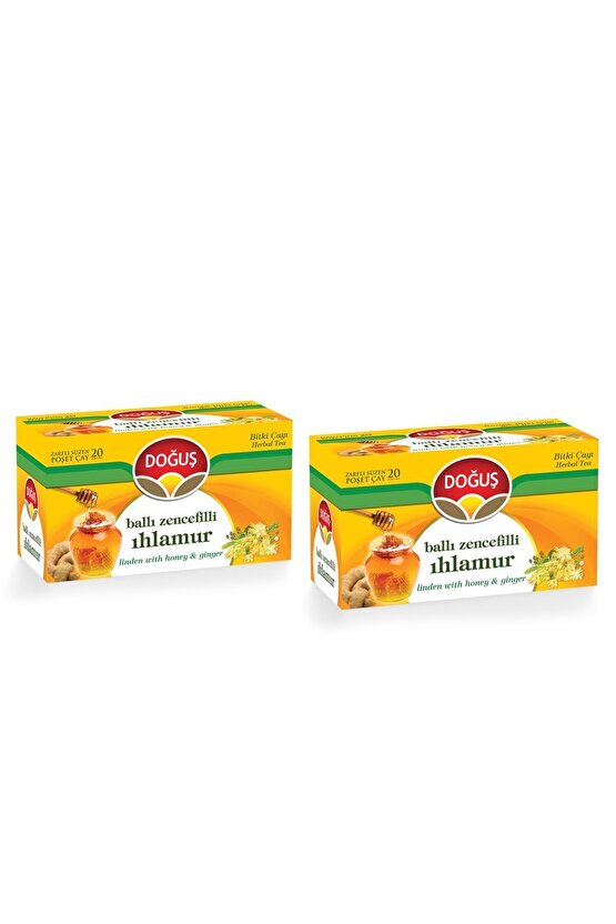 Ballı Zencefilli Ihlamur Bitki Bardak Poşet Çayı 20li X 2 Adet