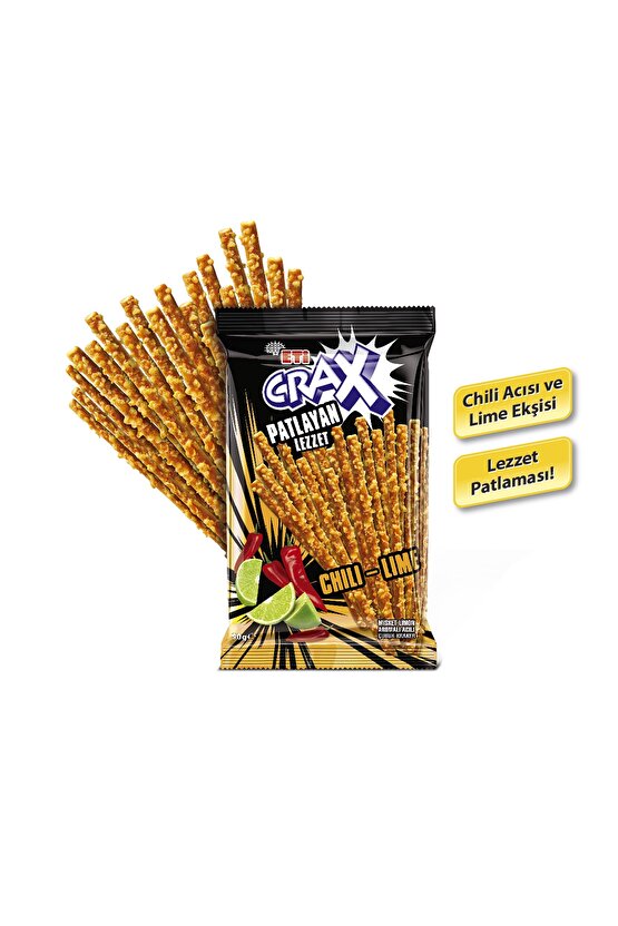 Crax Patlayan Lezzet Chili Lime Çubuk Kraker 50 g x 20 Adet