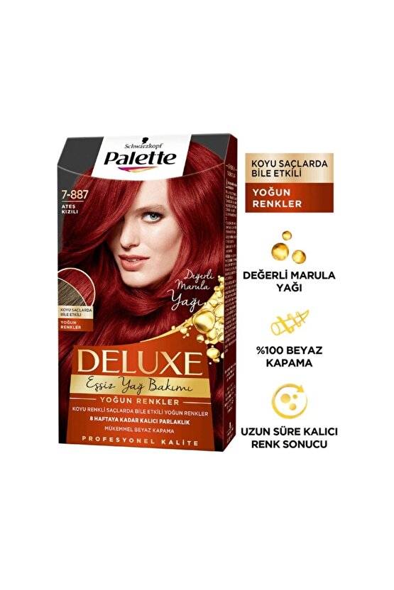 Deluxe Yoğun Renkler Saç Boyası 7-887 Ateş Kızılı