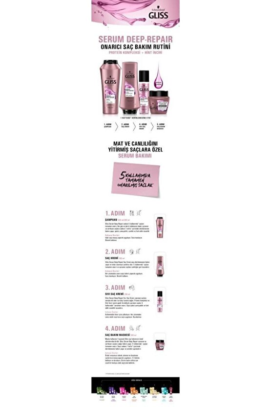 Schwarzkopf Gliss Serum Deep Repair Saç Bakım Kremi 360 ml