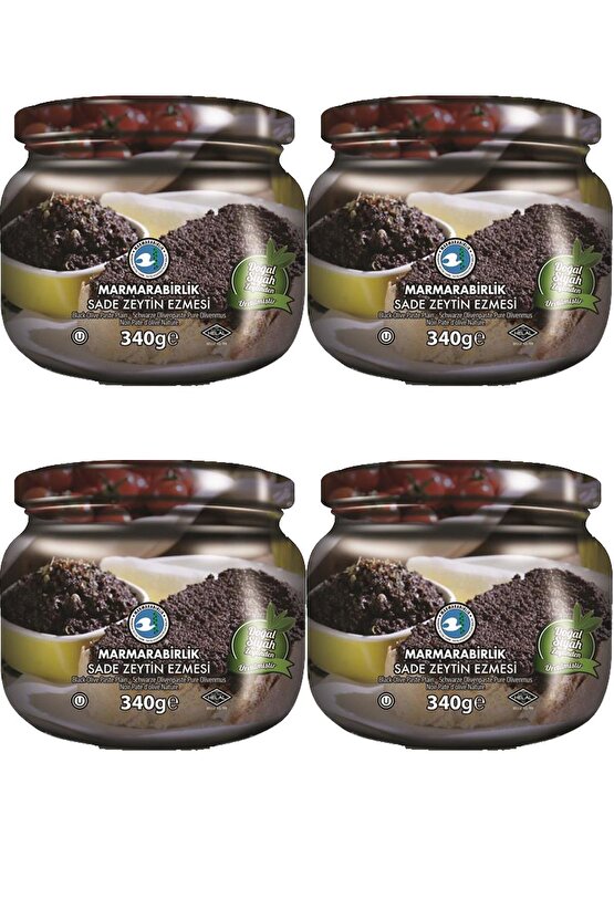 Siyah Sade Ezme Zeytin 340 Gr Cam 4lü