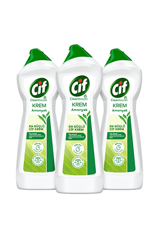 Krem Yüzey Temizleyici Amonyaklı Klor Boya Fosfat Paraben Içermez 750 ml 3 Adet