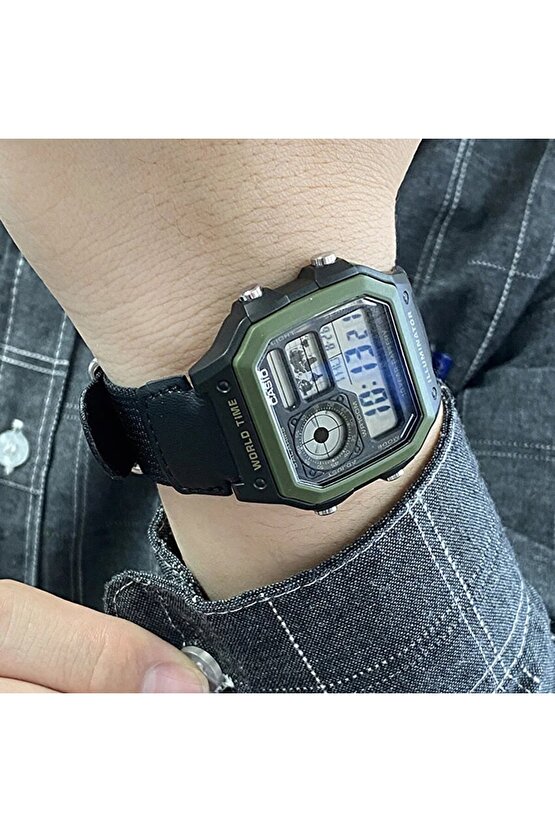 AE-1200WHB-1BVDF Quartz Nato Siyah 10 ATM 42 mm Erkek Kol Saati