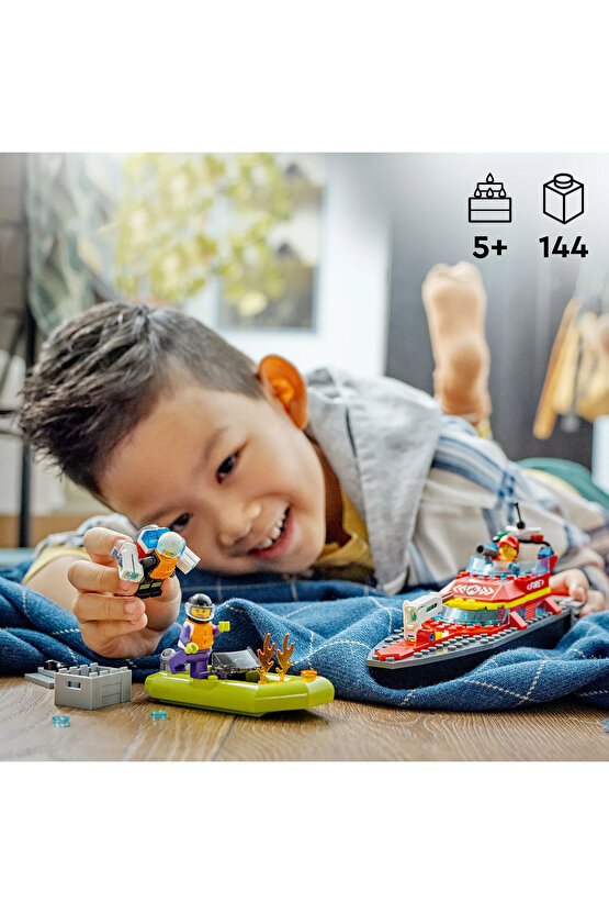 ® City İtfaiye Kurtarma Teknesi 60373 - 5+ Çocuklar için Oyuncak Yapım Seti (144P)