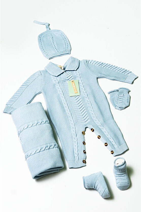 Yeni Doğan 5li Örme Triko Tulum Set