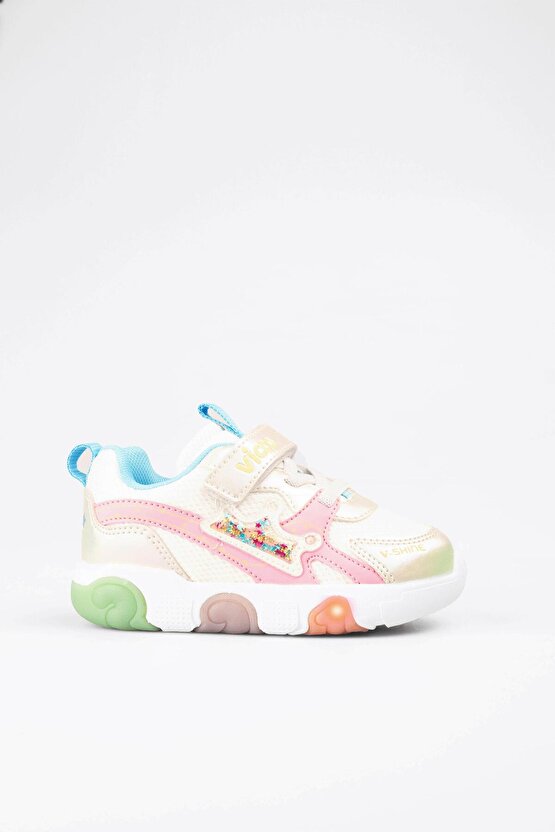 Queen Işıklı Kız Bebek Beyaz Spor Ayakkabı