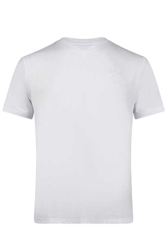 Victor Erkek Viloft V Yaka T-Shirt Beyaz