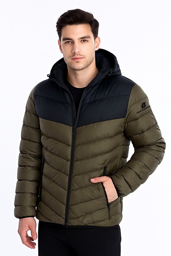 Yeşil Erkek Kapüşon Yaka Mont MNJ3233-TPG-NB