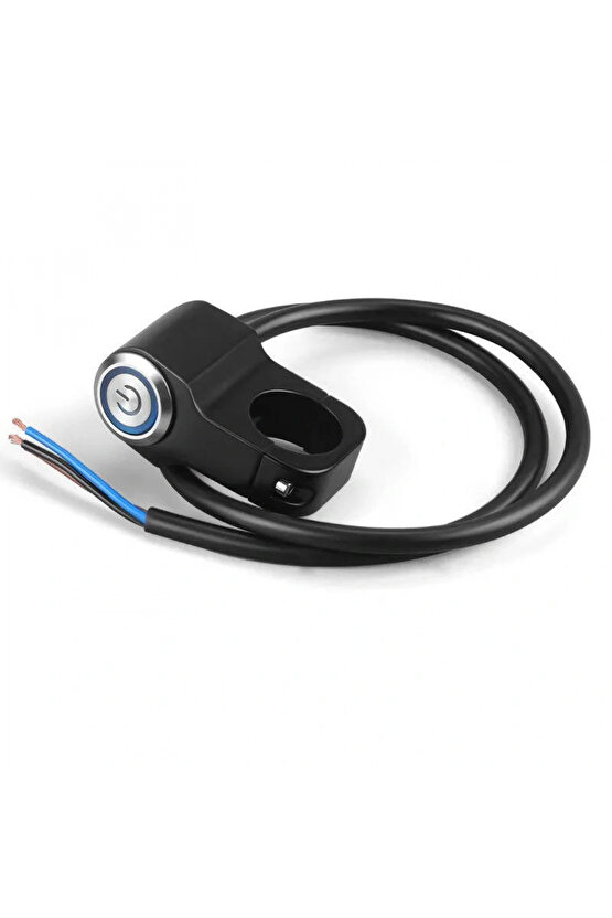 Motosiklet Işıklı Sis Far Düğmesi Gidon Bağlantılı Aliminyum Siyah Tekli