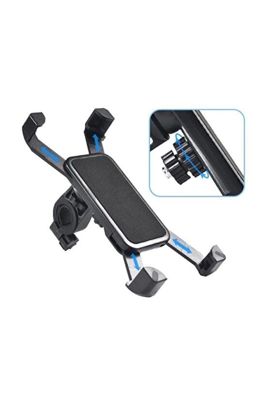 Bisiklet Motosiklet Ayarlanabilir Gidon Bağlantılı Telefon Tutucu Siyah