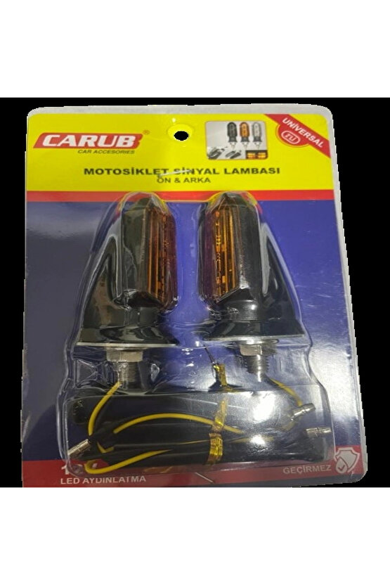 Motosiklet Sinyal Lamba Üniversal 12V Sarı Cam Sarı Led 2Li