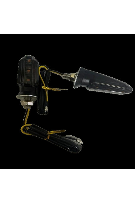 Motosiklet Sinyal Lamba Üniversal 12V Füme Cam Sarı Led 2Li