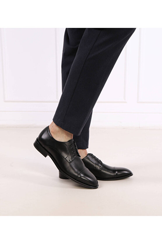 Derrek Derby Erkek Klasik Siyah Deri Ayakkabı Made in Italy