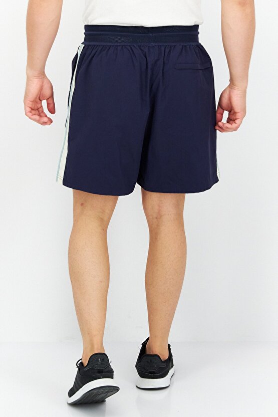 Erkek Spor Giyim Fit İşlemeli Logo Antrenman Şortu, Lacivert Kombo