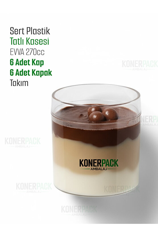 6 Adet Kapaklı Sert Plastik Magnolya Kasesi 270 cc