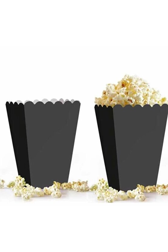 Siyah Renkli Karton Mısır Kutusu 8li (popcorn)