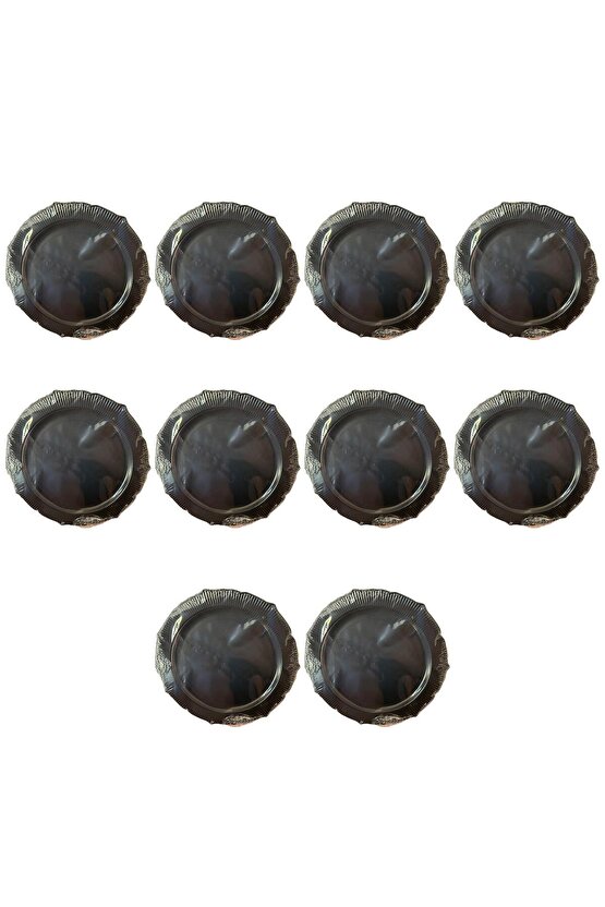 Davet Parti Sunum Doğum Günü Siyah Renkli Sert Plastik Mika Tabak - 22 Cm. -6 Adetlik 10 Pake