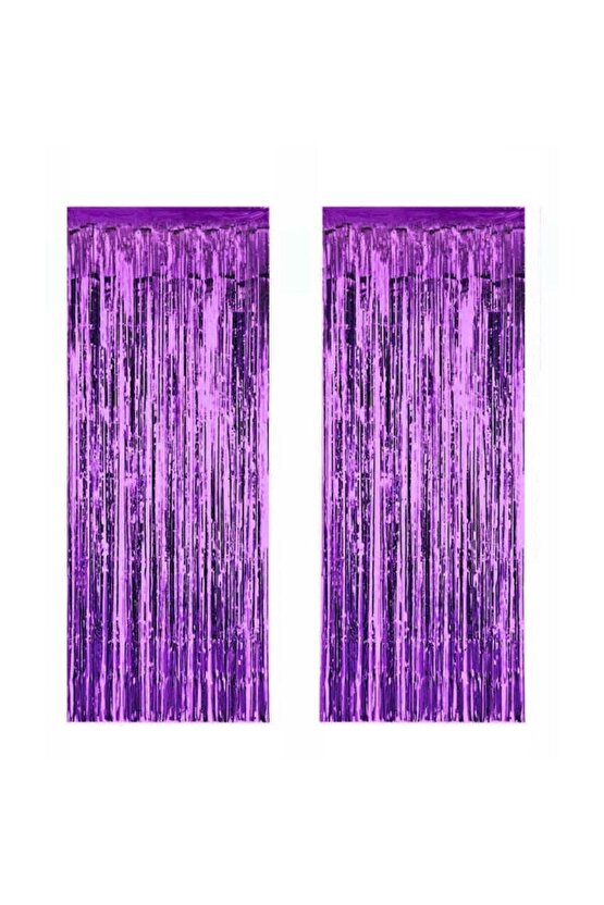 2 Adet Kapı Perdesi Kapı Banner Fon Süsü Metalize Mor