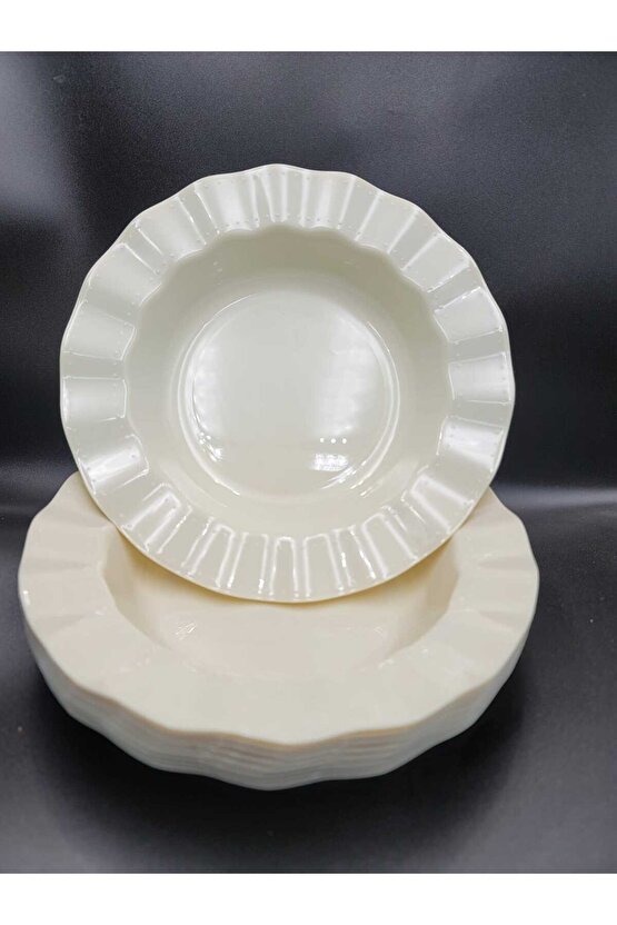 Mika Lüks Plastik Kase 22 cm Krem 10 Adet