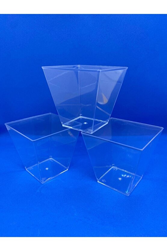 Kristal Plastik 200 Cc Kübik Kase Kapaklı (30 ADET)