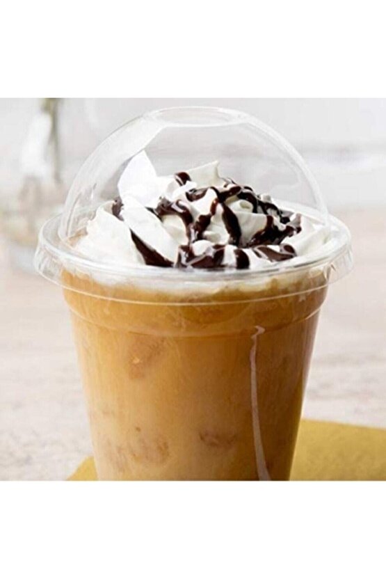 Plastik Şeffaf Bardak Kapaklı 300ml Milkshake Kahve Limonata Bardağı 10 Adet