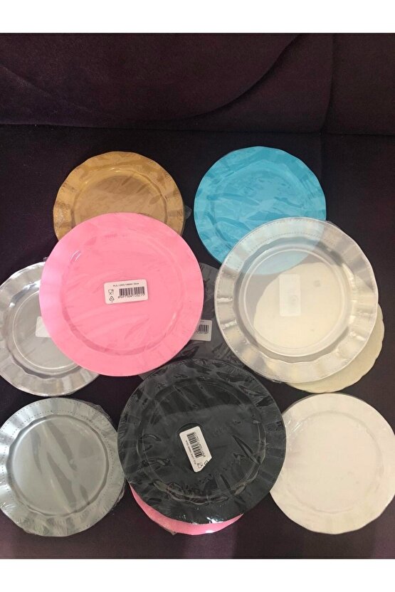 Plastik Tabak Sert Lüks 26cm (6 Adet) Renk Gümüş