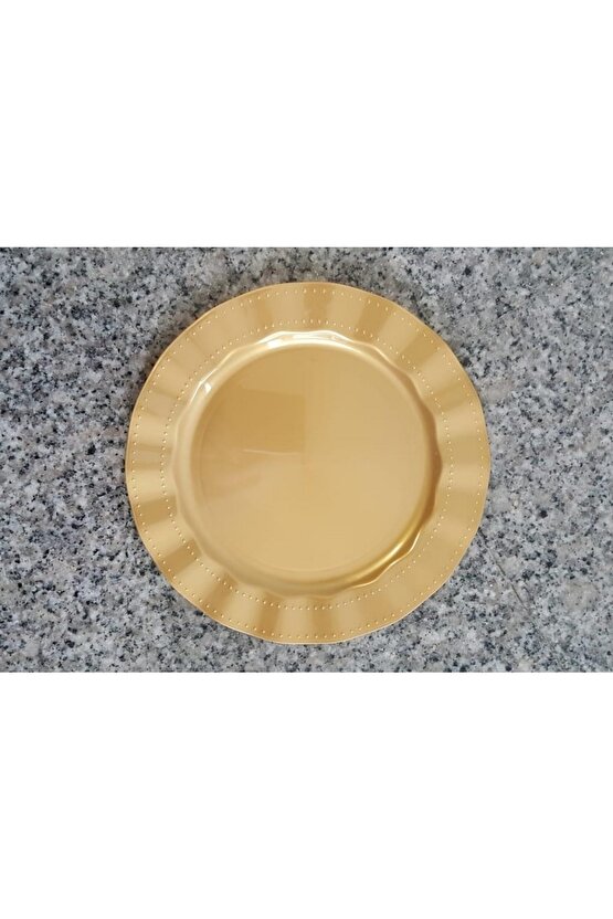 Plastik Tabak Lüks 26cm - 6 Adet - Pembe -sert Mika Renkli Parlak Kristal