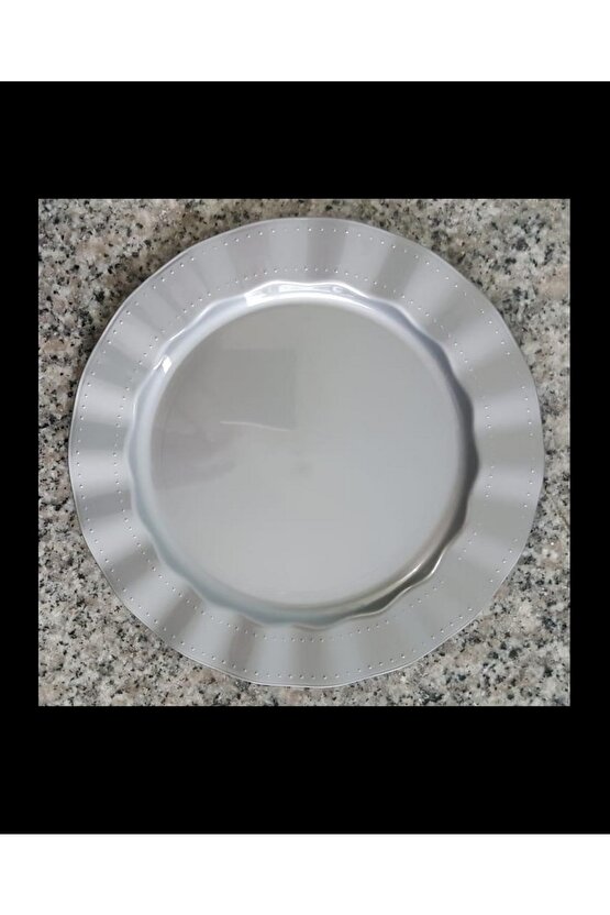 Plastik Tabak Sert Lüks 22cm (6 Adet) Renk Gümüş