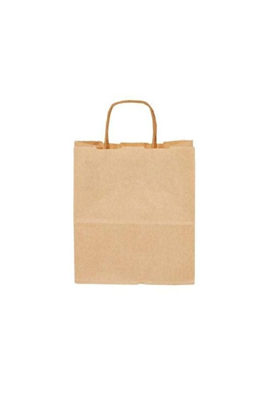 Burgu Saplı Kraft Çanta - Kraft Poşet 1000 Adet, 32 Cm X 12 Cm X 41 Cm