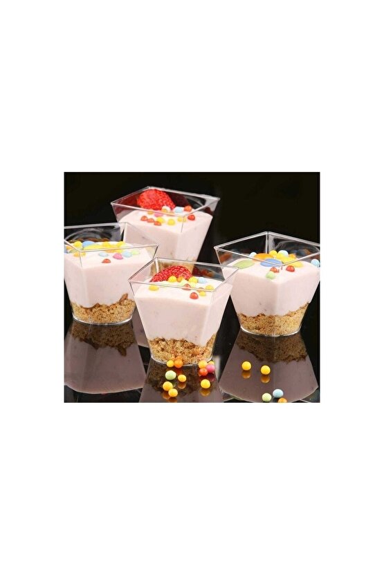 Kristal Plastik Akrilik Prizma Kübik Kase 200cc 25 Adet - Kapaksız