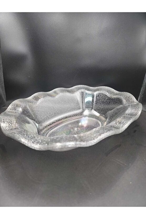 Mika Lüks Plastik Salata Kasesi Simli Gümüş 3 Adet