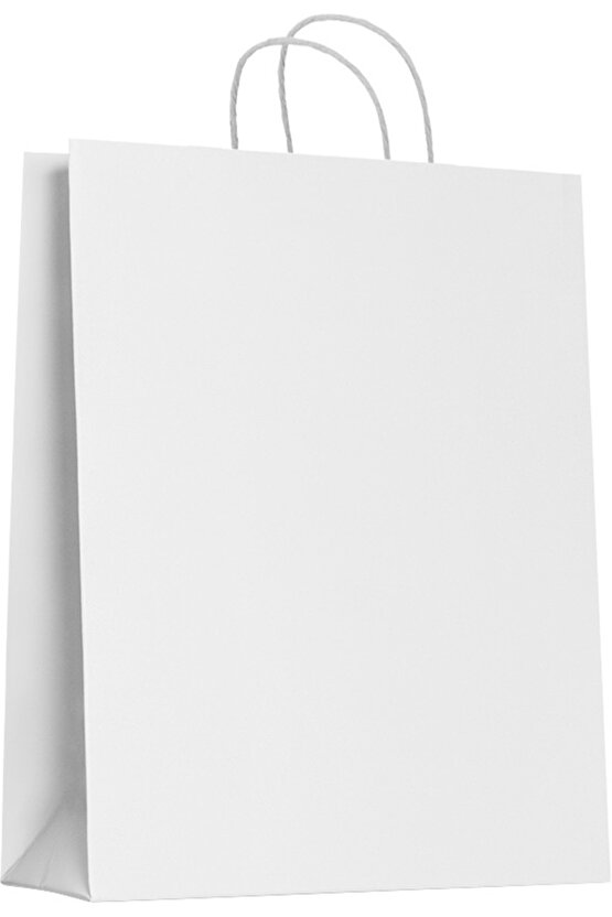 31x12x41 Büküm Saplı Poşet -Beyaz- 25 Lİ