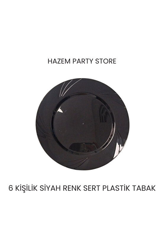 Plastik Sert Mika Tabak Siyah Renk 6 Adet