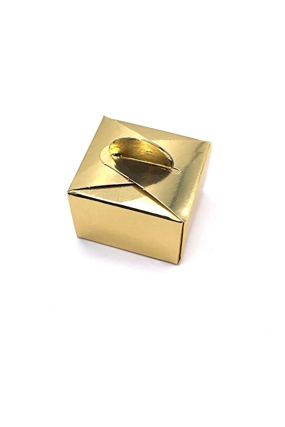 Sarı Gold Lokum Kutusu 50li Parti Yeni Doğan Odası Dağıtmalık Lokumluk Şeker Karton Kutu