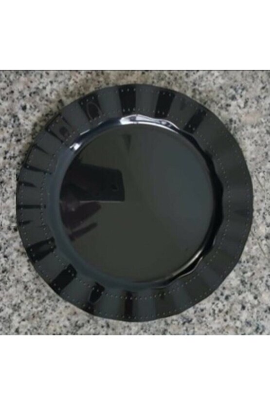 Siyah Renkli Mika Tabak 26 cm 6lı