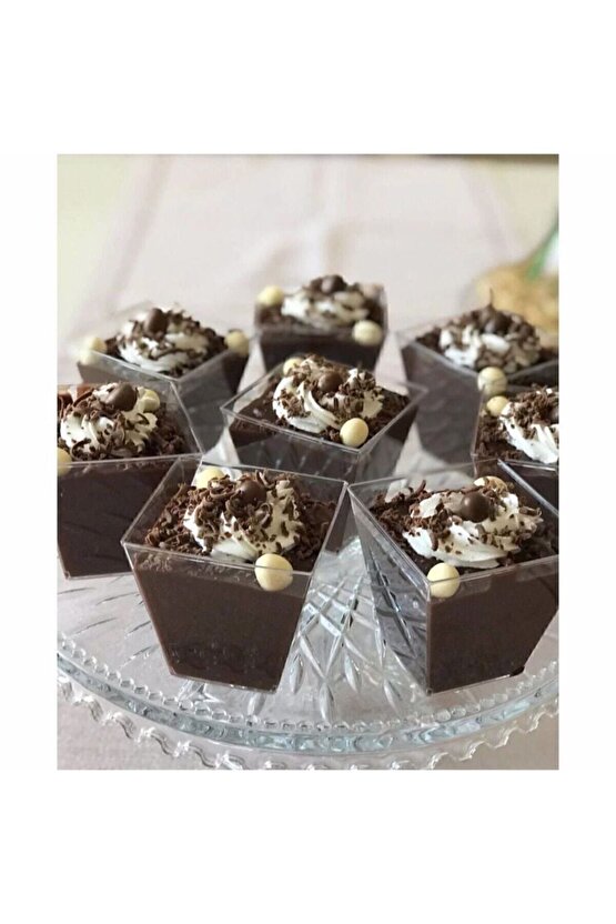 Pvc Prizma Mini Mika Plastik Kare Kap Küp Sunum Kase 120 Cc **12**.adet Sunumluk**