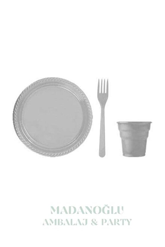 Renkli Lüks Tabak Bardak Çatal 25 kişilik Set