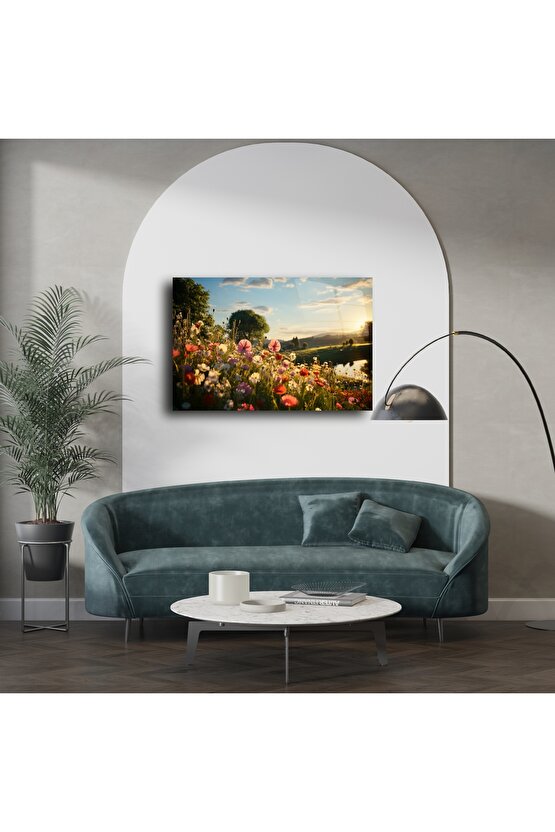 Doğal Işıkta Vahşi Çiçekli Kanvas Tablo