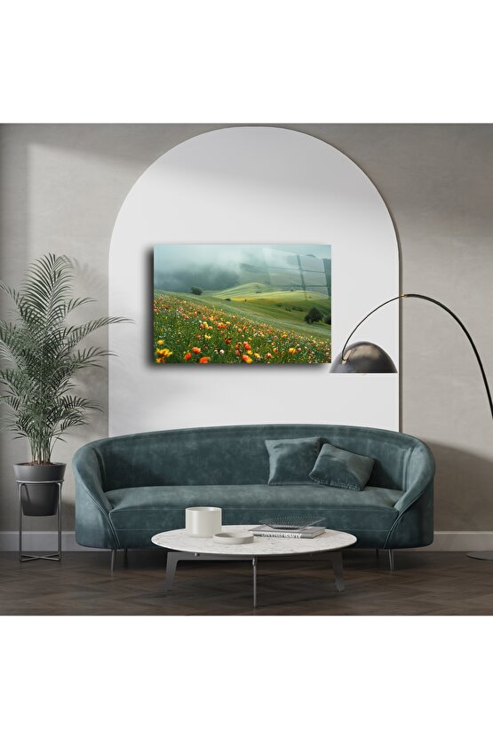 Akrilik Üzerine Yaban Çiçeği Manzara Duvar Sanatı