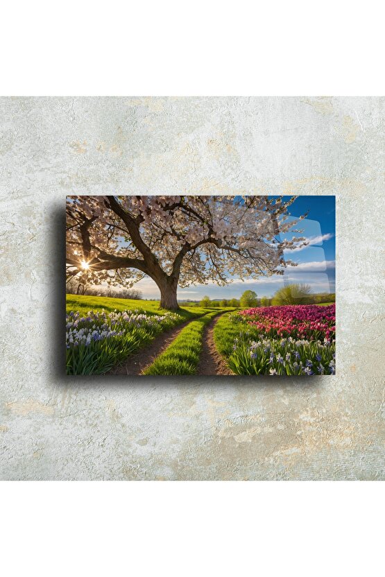 Premium Cam Tablo Bahar Manzarası