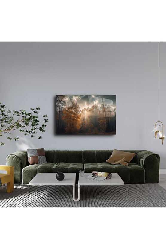 Sisli Orman Temalı Cam Duvar Tablosu