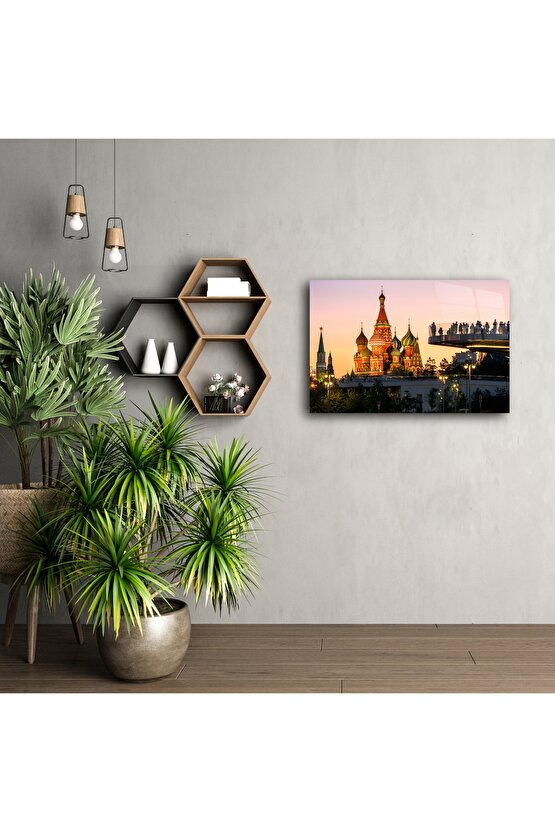 Aziz Vasil Katedrali Gün Batımı Cam Tablo