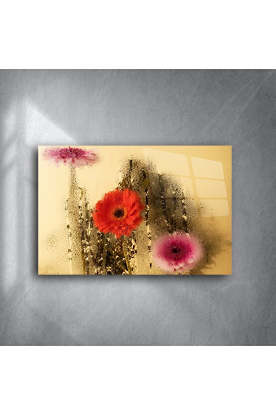 Modern Renkli Cam Çiçek Tablosu