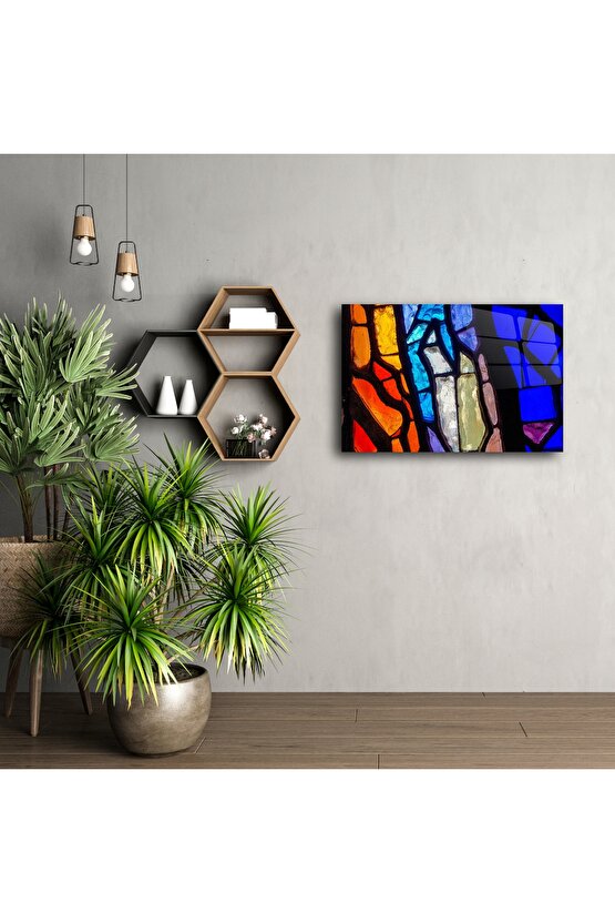 Renkli Soyut Vitray Cam Tablo