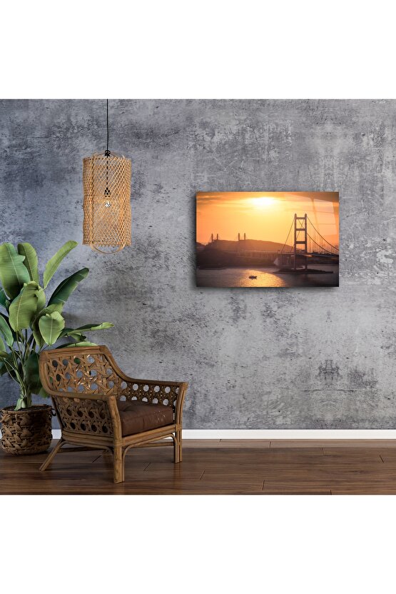 Günbatımı Manzaralı Modern Cam Tablo