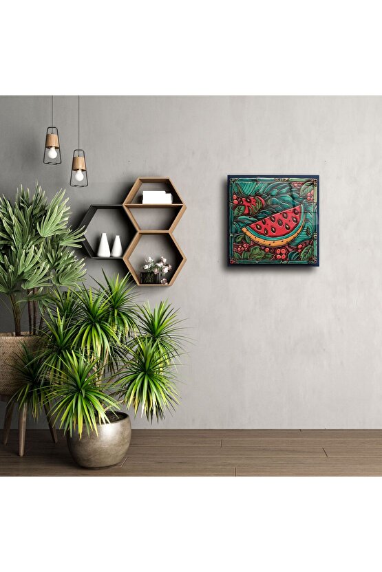 Vintage tarzı seramik karpuz desenli dekoratif duvar panosu